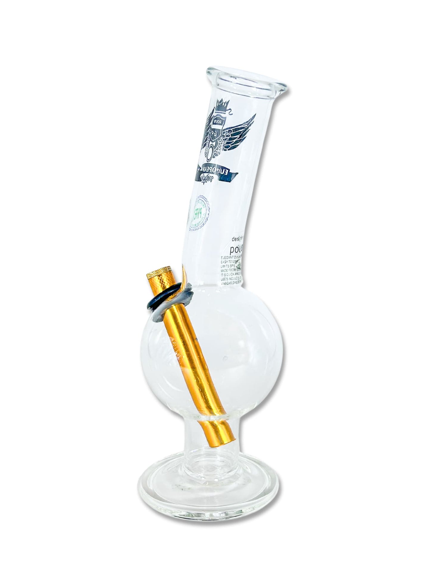 Classic Bubble Base Glass Bong – 27cm with Colored Stem - Gong Bong