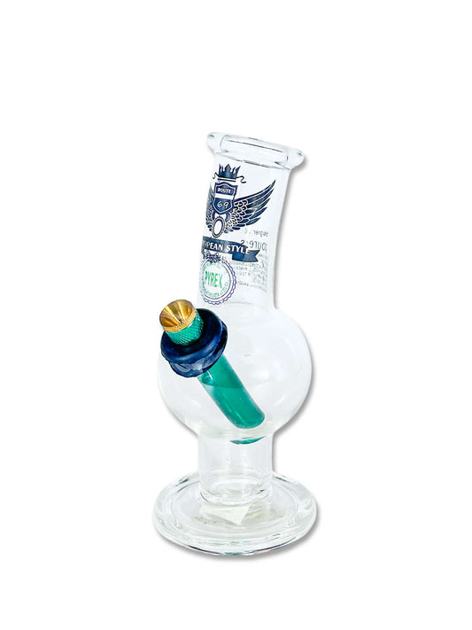 Bubble Base Glass Bong – 19cm with Colored Stem - Gong Bong