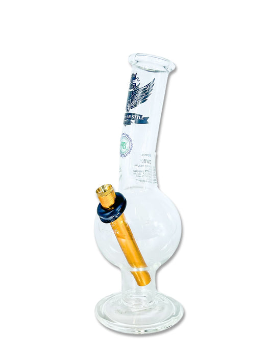 Classic Bubble Base Glass Bong – 27cm with Colored Stem - Gong Bong